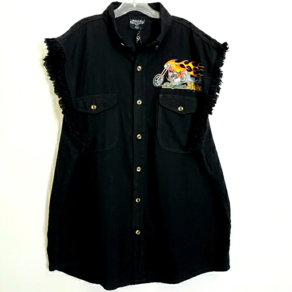 Nwt Sports Gallery Black Fringe Sleeveless Shirt_10